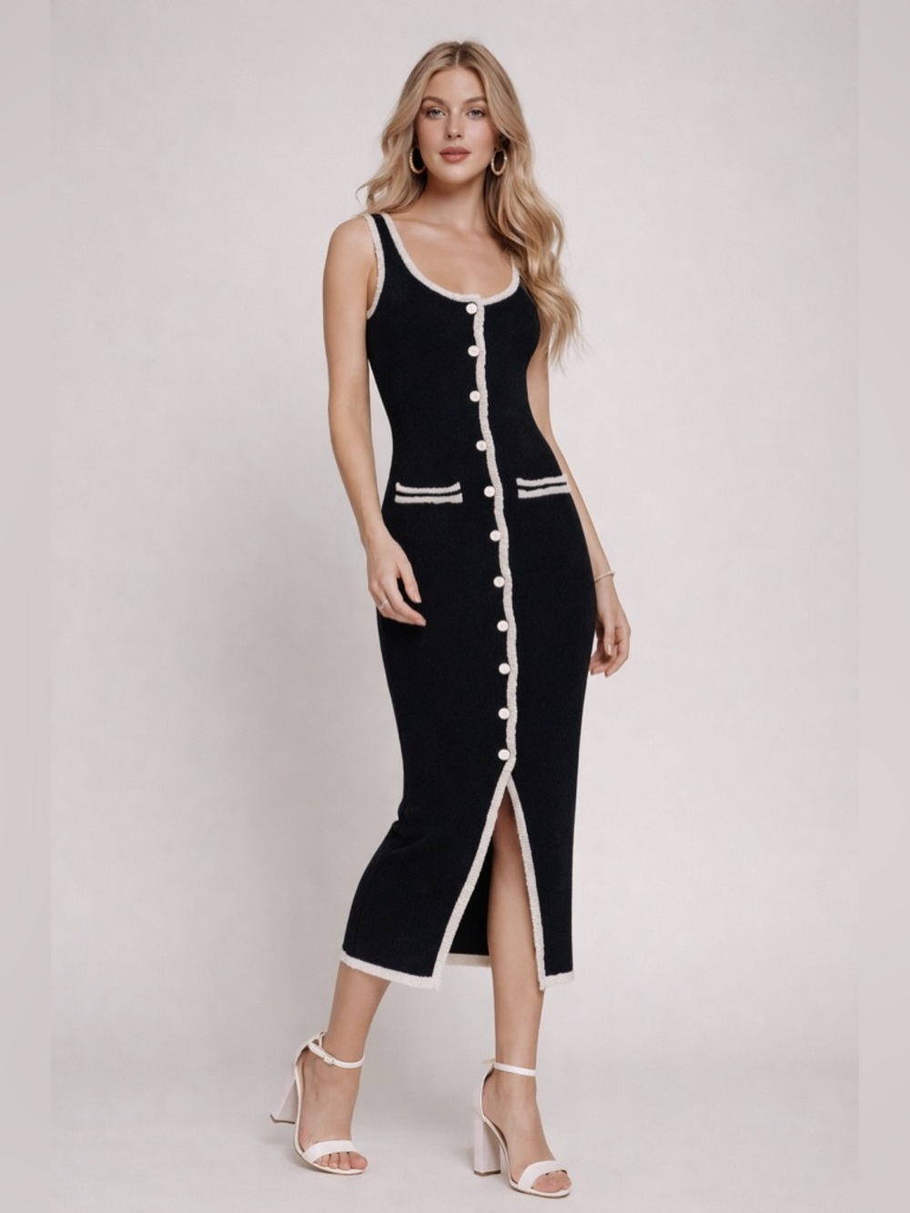 NWT Sleeveless Button Down Sweater Midi Dress